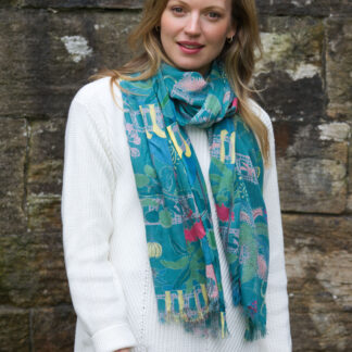 Earth Squared Tiger Scarf-Teal