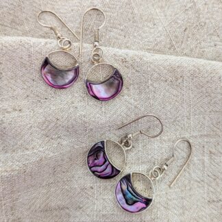 Abalone Earrings Small Round Cut Shape