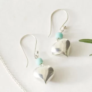 Just Trade Silver Heart Mint Earrings